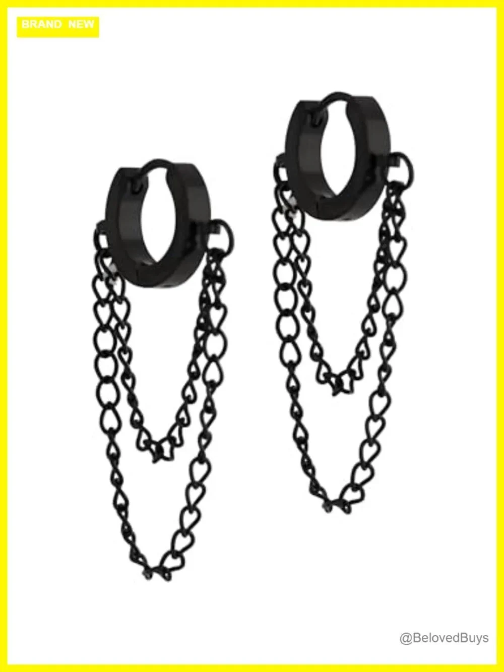 Titanium Steel Hoop Chain Earrings Gothic Punk Grunge